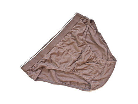 Brown men's underwear isolated on a white background. Top view.の写真素材