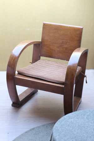 Wooden chair in the living room, closeup of photo.