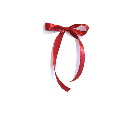 Red ribbon bow isolated on white background. 3d render illustration.