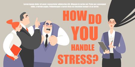 Vector illustration of a girl in a conflict and stressful situation at work. Symbolic imageのイラスト素材