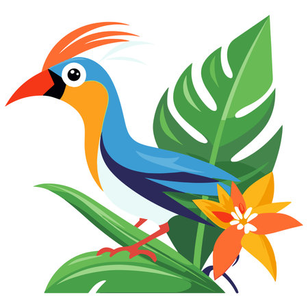 Explore our bird of paradise vector art collection. Enhance your designs with the exotic elegance and vibrant colors of these high-quality vectors.のイラスト素材