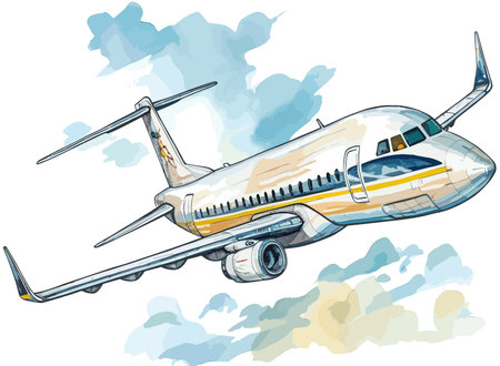 Our passenger plane vector art captures the majesty of flight. Ideal for designers seeking to elevate their work.のイラスト素材