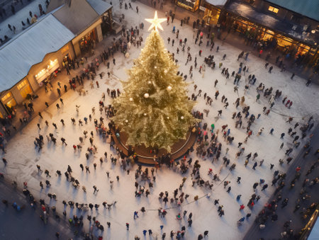 Christmas market in the old town of Vilnius, Lithuania.の素材