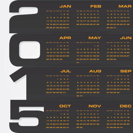 simple editable vector calendar 2015のイラスト素材