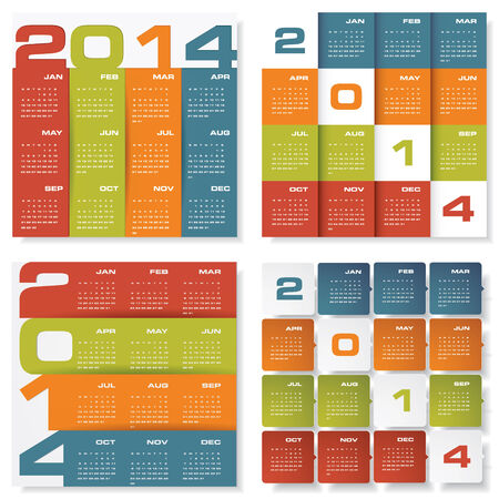 collection of 4 simple editable vector calendar 2014のイラスト素材