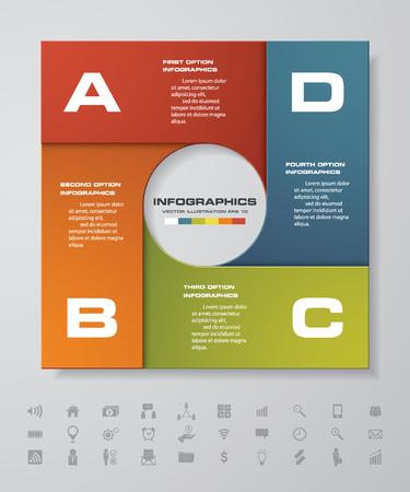 Vector infographic 4 steps round banner template.のイラスト素材
