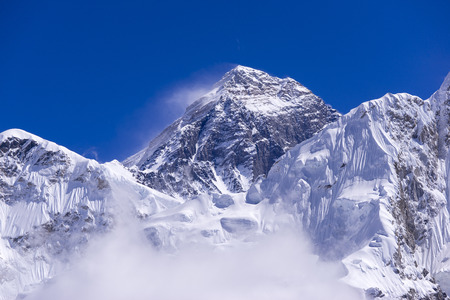 closed up view of Everest from Gorak Shep. During the way to Everest base camp. Sagarmatha national park. Nepal.の写真素材
