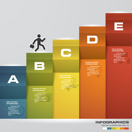 Abstract 5 steps business presentation template. 5 steps color align in vertical dimension.のイラスト素材