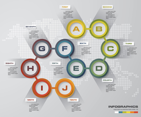 Abstract 10 steps infographis elements.Vector illustration.のイラスト素材