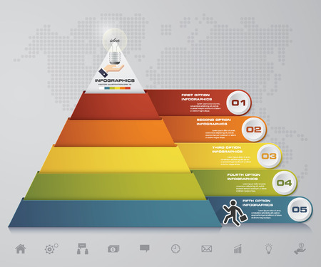 5 steps pyramid with free space for text on each level. infographics, presentations or advertising. EPS10.のイラスト素材