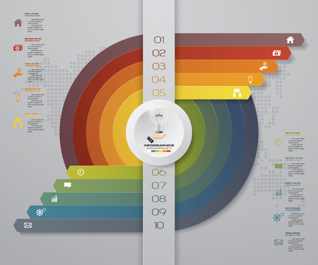 10 steps Infographics element chart for presentation. EPS 10. Arrow template for business presentation.のイラスト素材