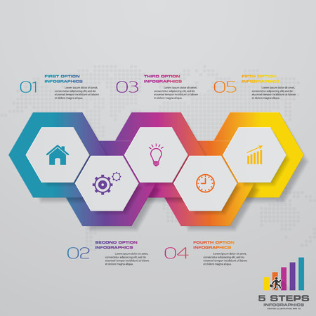 5 steps timeline infographic element. 5 steps infographic, vector banner can be used for workflow layout, diagram,presentation, education or any number option.のイラスト素材