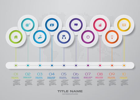 10 steps timeline infographic element.のイラスト素材