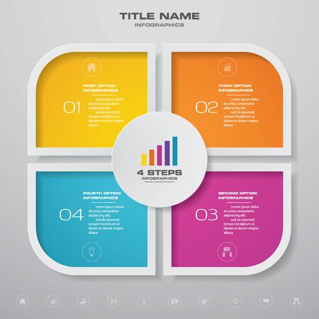 4 steps simple & editable process chart infographics element.のイラスト素材
