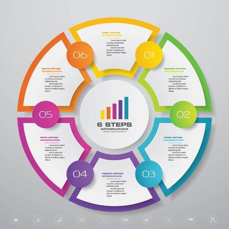 6 steps cycle chart infographics elements for data presentation.のイラスト素材