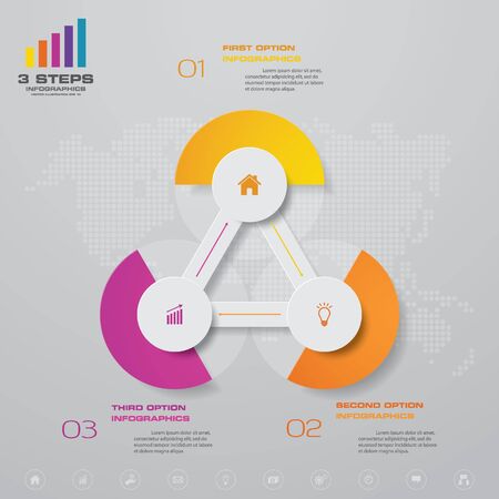 3 steps simple&editable process chart infographics element.のイラスト素材
