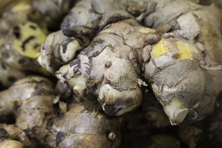 close up fresh organic gingerの写真素材