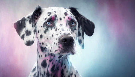 Dalmatian Dog Medium Shot White Pink Blue Magical Fantasy Bokehの素材