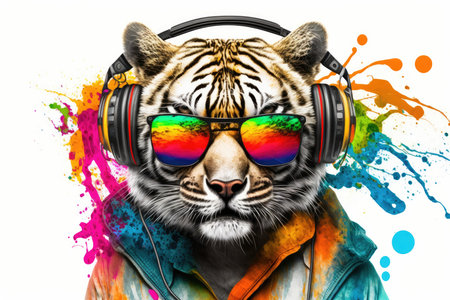 Tiger Smilecore Medium Full Shot Punk Colorfulの素材