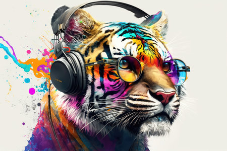 Tiger Smilecore Medium Full Shot Punk Colorfulの素材