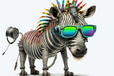 Zebra Smilecore Medium Full Shot Punk Colorfulの素材