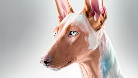 Pharaoh Hound Dog Medium Shot White Pink Blue Magical Fantasy Bokehの素材