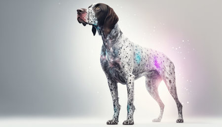 Pointer Dog Medium Shot White Pink Blue Magical Fantasy Bokehの素材