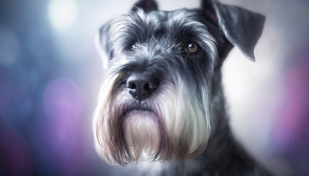 Standard Schnauzer Dog Medium Shot White Pink Blue Magical Fantasy Bokehの素材