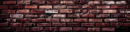 Burgundy Brick Wall Background Panoramic Bannerの素材