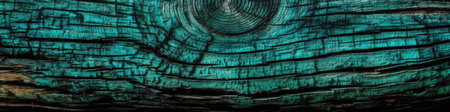 Close Up Turquoise Textured Wood Background Panoramic Bannerの素材