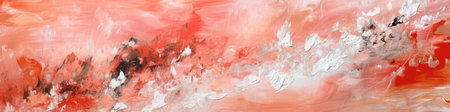 Coral And White Colors Gentle Abstract Painting Background Texture Panoramic Bannerの素材