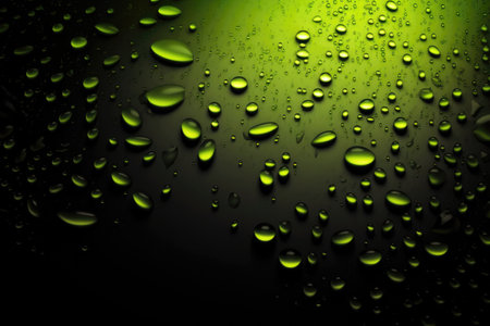 Lime Green Metallic Drops On Black Backgroundの素材