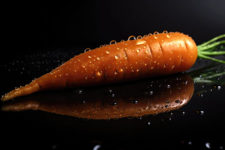 Orange Carrot With Drops On Black Gradient Backgroundの素材