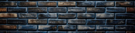 Close Up Navy Brick Wall Background Panoramic Bannerの素材