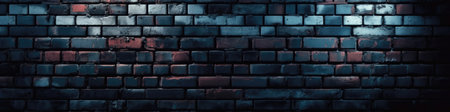 Navy Brick Wall Background Panoramic Bannerの素材