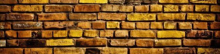 Mustard Brick Wall Background Panoramic Bannerの素材