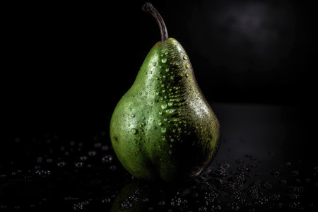 Pear With Drops On Black Gradient Backgroundの素材