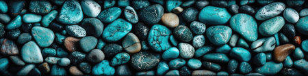 Turquoise Pebbles Stone Background Panoramic Bannerの素材