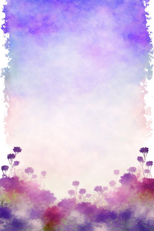 Lavender Mist Color Background Silhouettes Flowers Vertical Mobile Postcardの素材