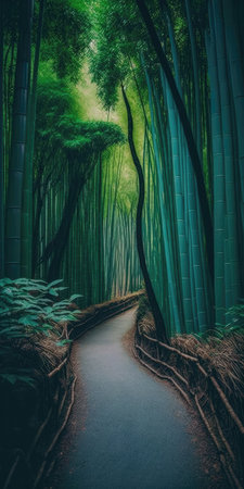 Endless Bamboo Forest Serene Beauty Landscape Mobile Wallpaperの素材