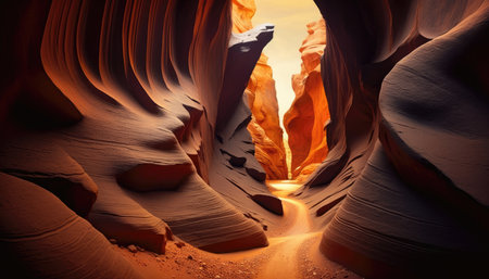 Antelope Canyon in Arizona, United States of America. Fantastic forms sandstone formations in deserts of Arizona are popular destination for hikers.の素材