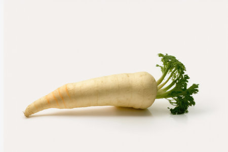 Daikon radish isolated on a white background, selective focusの素材