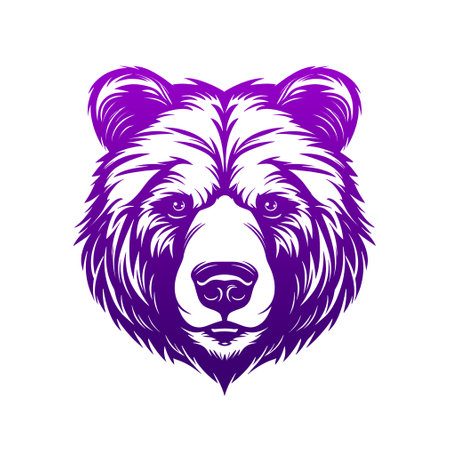 Grizzly bear head. illustration on white background.の素材