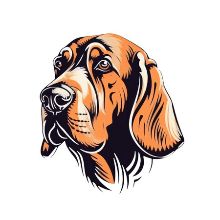 Beagle head illustration isolated on white background for t-shirt print.の素材