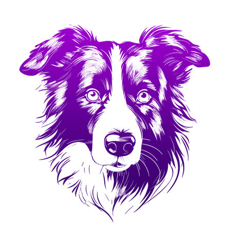 Border Collie dog portrait for t-shirt design. illustration.の素材