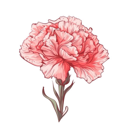 Beautiful pink carnation isolated on white background. illustration.の素材