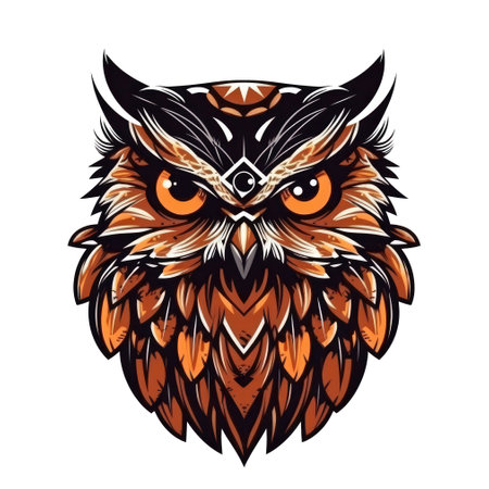Owl head illustration isolated on white background. tattoo designsの素材