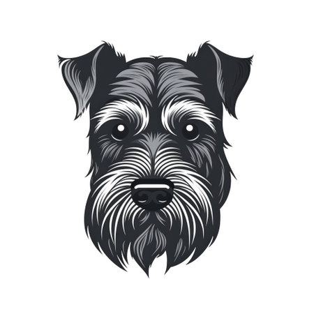 Portrait of a dog breed Schnauzer. illustration.の素材