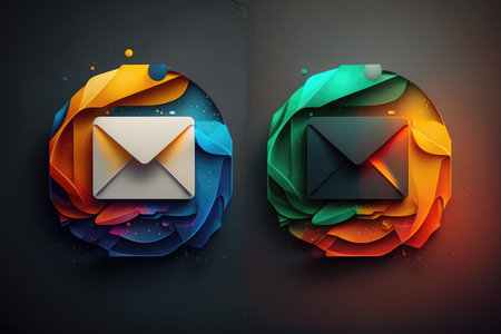 Colorful Mail Icon Black Backgroundの素材