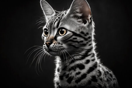 Egyptian Mau Cats Black Backgroundの素材